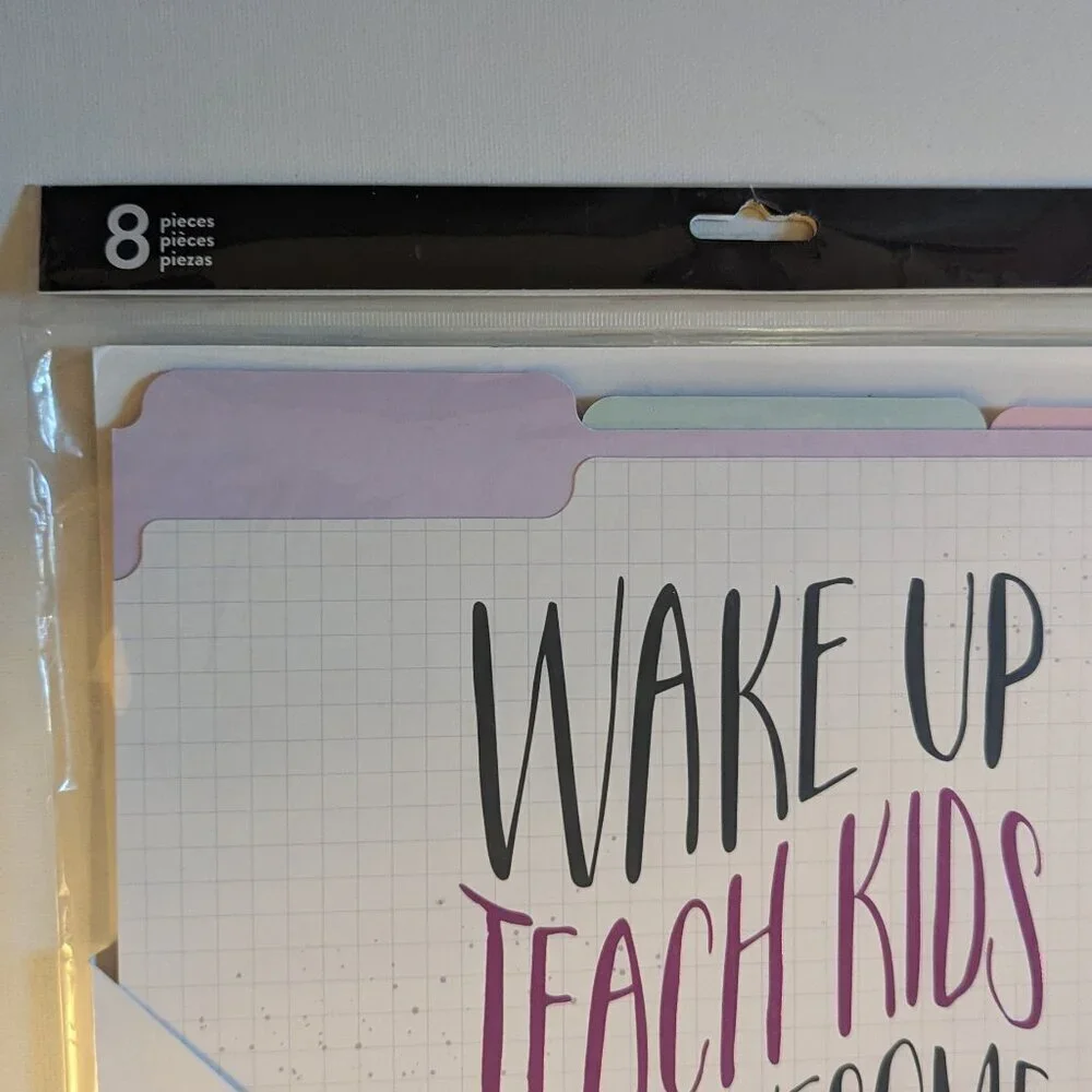 NWT Back to School Happy Planner Teacher Wake Up Teach Be Awesome 8pc Folder Set